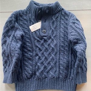 NEW Baby Gap 2T navy cowl neck cable knit sweater boys thanksgiving Christmas